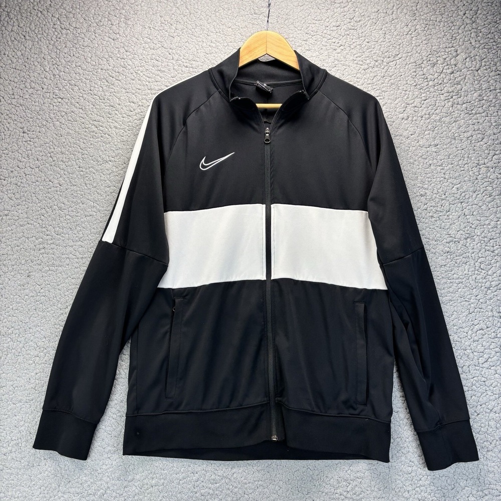 Nike Academy Track Jacket Dri-Fit Black White Striped AV5414 Mens Sz L Training